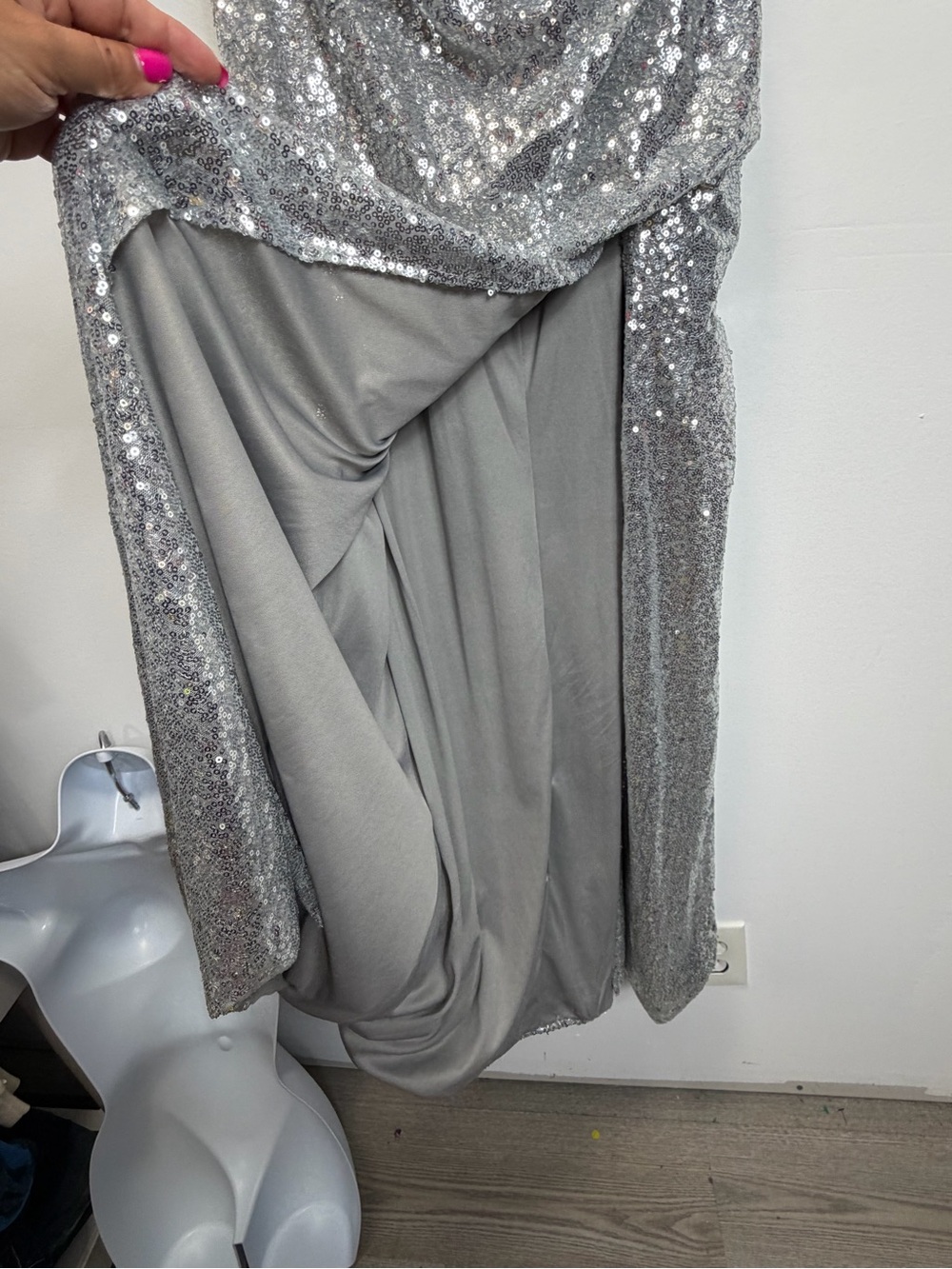 Sequin Corset Evening Gown in Silver - Picture 10 of 15